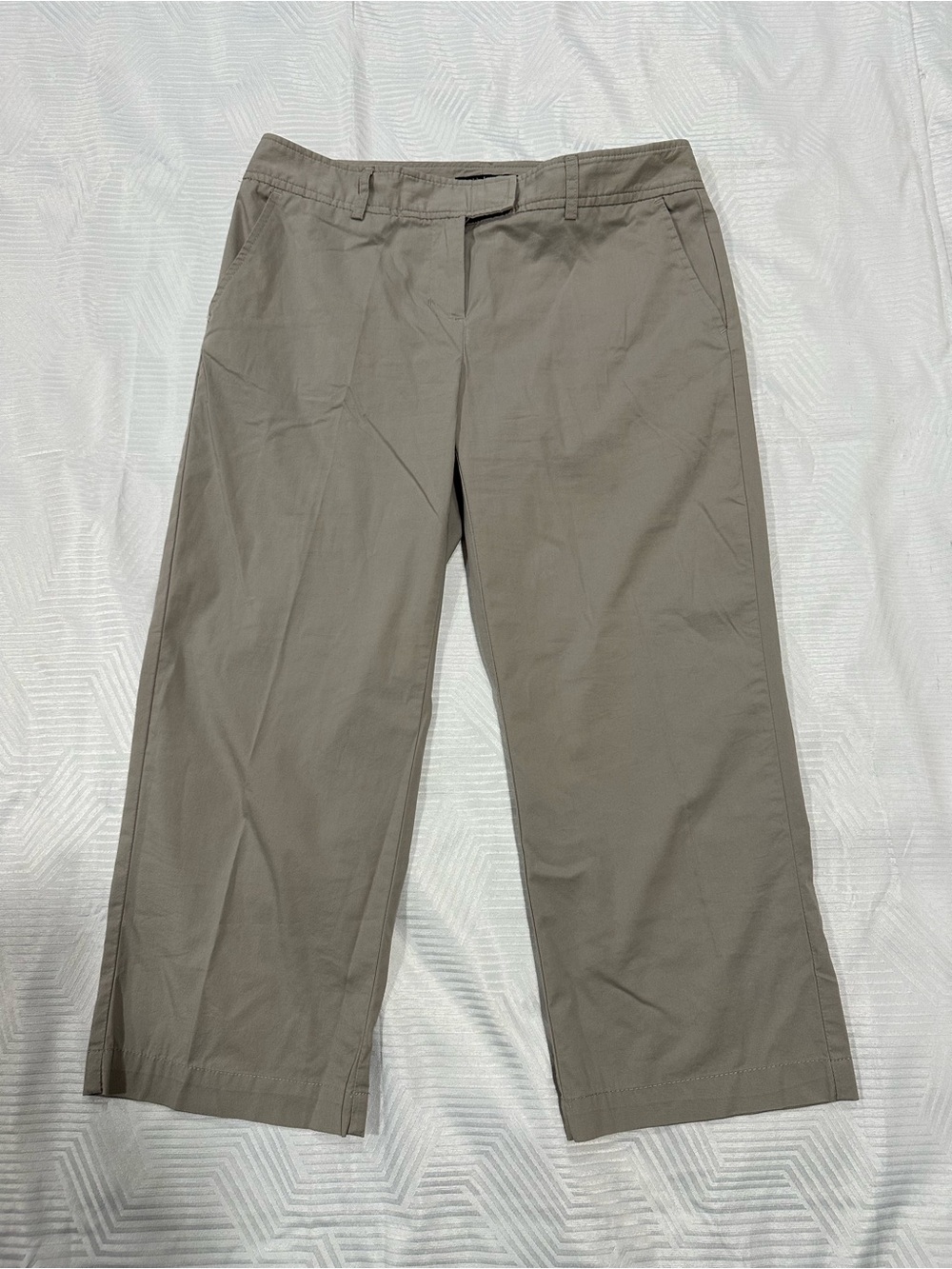 Daisy Fuentes Neutral Tan Stretch Capri Crop Pants Size 4 Business Casual